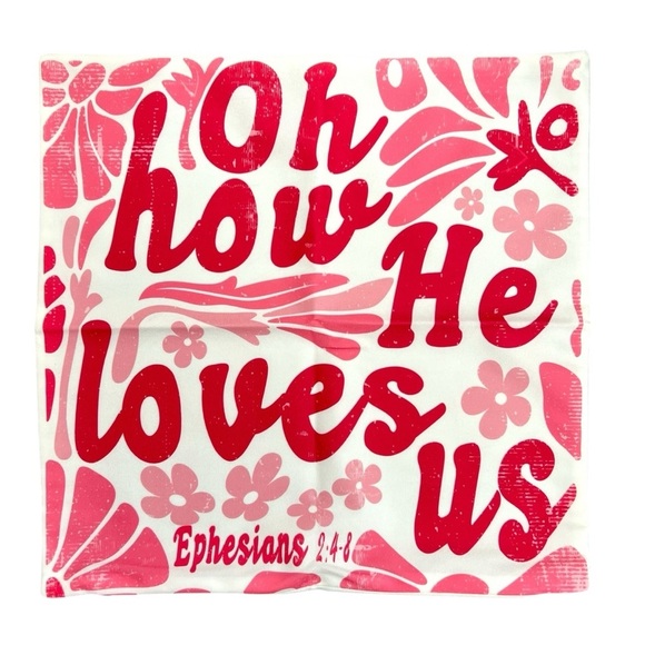 God’s Love Pillow Cover, 18”x18,” Red, Pink, White - Picture 3 of 8